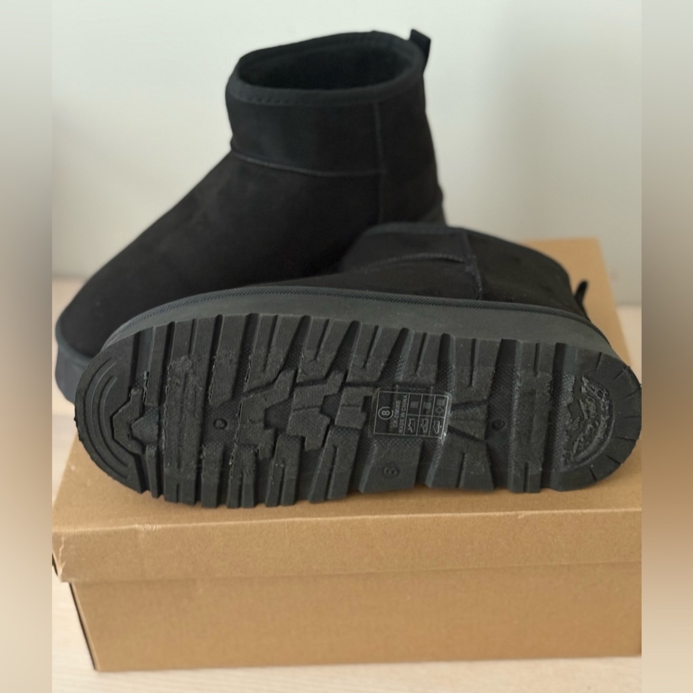 🖤 CloudAIR Black Platform Ankle Boots | Cozy Faux Suede Lined Booties - Picture 8 of 11